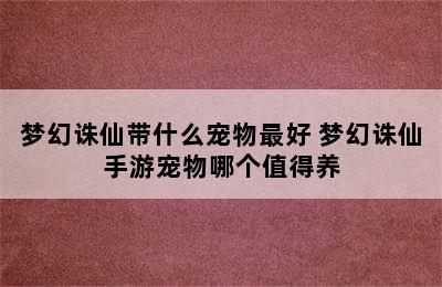 梦幻诛仙带什么宠物最好 梦幻诛仙手游宠物哪个值得养